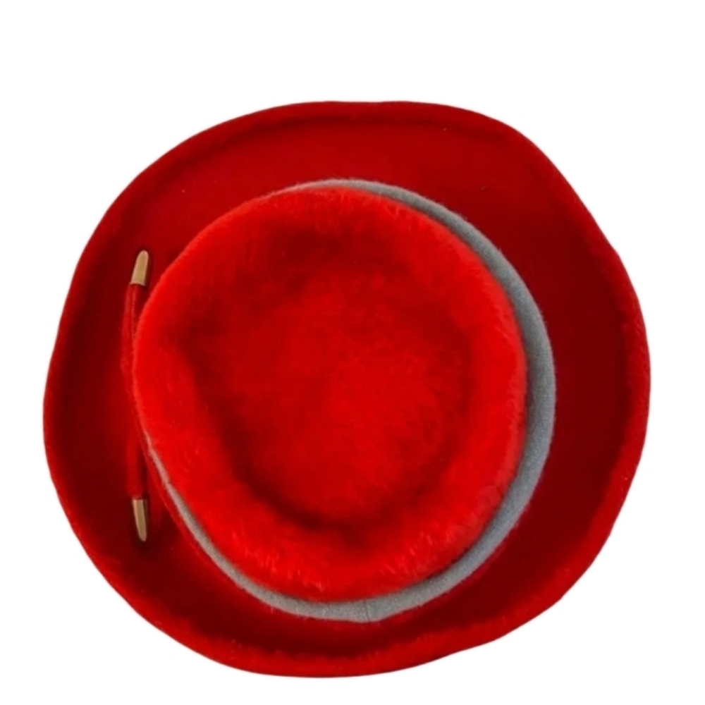 MR JOHN New York Paris Vintage Red Italian Fur Felt Hat Classic 1950s Hollywood - Picture 6 of 10